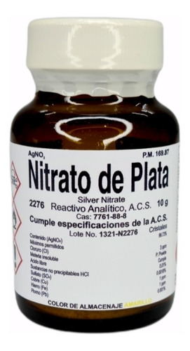 Nitrato De Plata R. A. 10 G Marca Fagalab 