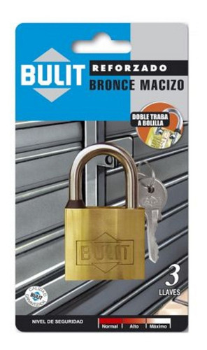 Candado Bulit Reforzado Bronce Macizo Doble Traba 25mm
