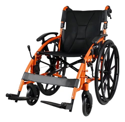 SilladeRuedasDeportivaCenturfitLigeraEstructuradeAluminioPlegable+RueditasColorNaranja