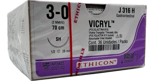 Sutura Vicryl 3-0 Ref: J 316 H Ethicon