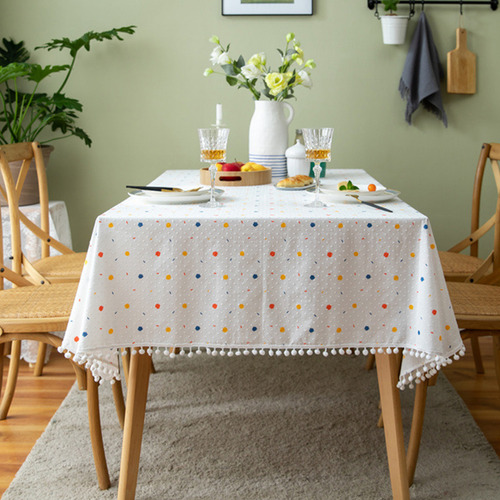 Mantel Floral De Algodón Para Decoración De Mesa De Té Recta