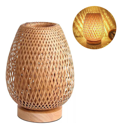 Lámpara De Linterna Decorativa Con Vela De Bambú Led