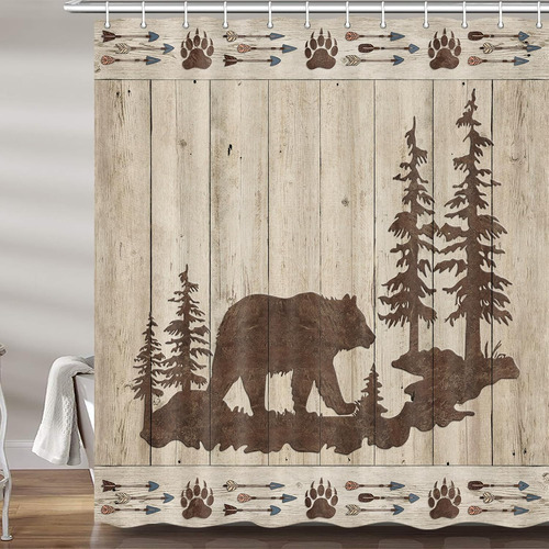 Set De Cortinas De Ducha De Oso Para Baño, Con Diseño De Os