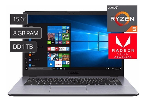 Laptop Asus X505za-br005t 15.6' Amd Ryzen 5 1tb 8gb W10 2019