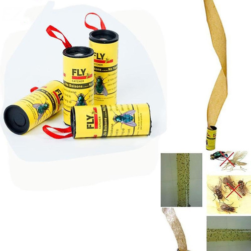 4 Rollos Adhesivos Para Eliminar Moscas, Insectos, Pegamento