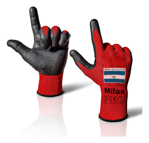 Milax Guantes De Trabajo Rojos Con Bandera De Paises (3 Pare