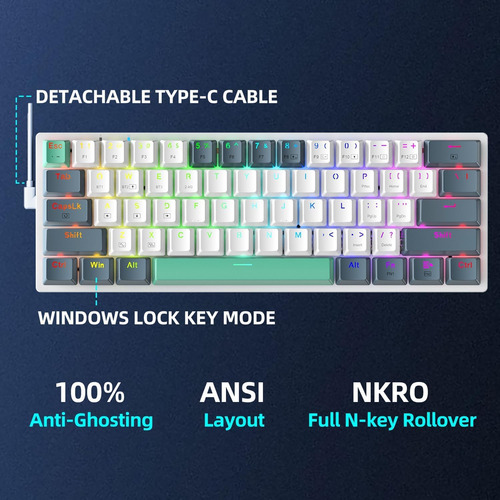 Machenike K500a-b61w Teclado Mecánico Inalámbrico Red Lineal