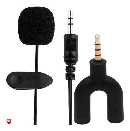 Microfono Solapa Clip Lavalier + Splitter Adaptador Celular