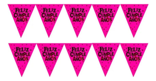 Guirnalda Feliz Cumpleaños Fucsia Fluor 3.5m