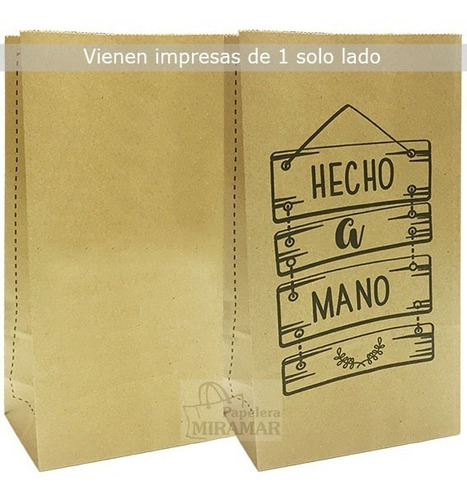 25 Bolsas Papel Kraft Madera '' Hecho A Mano'' S/manijas