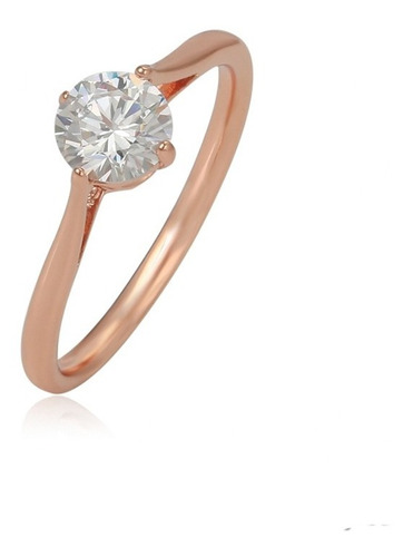 Anillo Compromiso  Oro Rosa 18k Lam Diamante Ruso Promesa