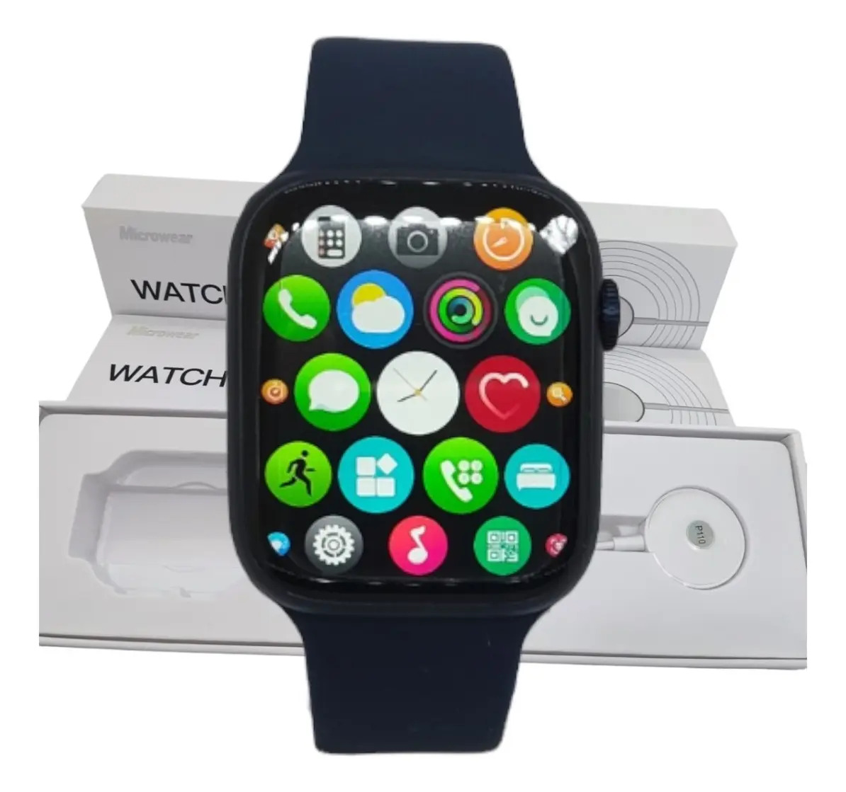 Smartwatch Microwear W28 Pro Série 8, Tela 1.95", Azul Com Pulseira De Silicone