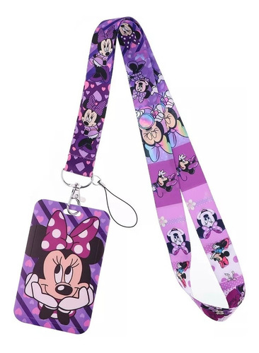 Lanyard Minnie Mouse Cinta Colgante + Portacredencial Kawaii