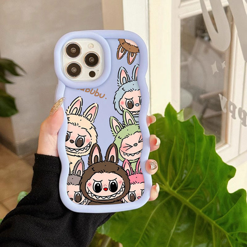 Sh Carcasa For iPhone Labubu Macaron Candy Color Wave