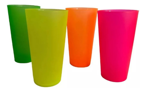 Pack 12 Vasos Plásticos Reutilizable Fluorescente Fiesta