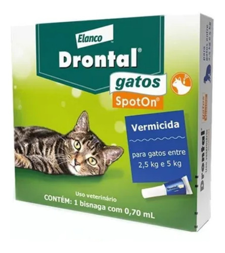 Drontal Gatos Spot On 0,7ml Vermífugo 2,5 - 5,0kg Bayer