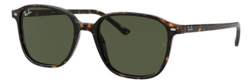Anteojos de sol Ray-Ban Leonard Standard con marco de acetato color matte tortoise, lente green clásica, varilla matte tortoise de acetato - RB2193