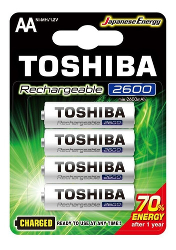 4 Pilhas Aa Recarregáveis Da Toshiba 2600 Mah