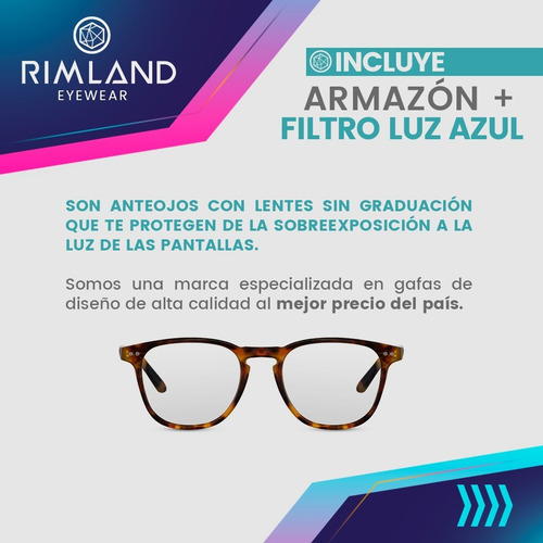 Imagen 5 de 8 de Filtro Luz Azul Marcos Anteojos Rimland Horny Carey