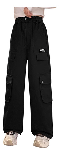 Calças Femininas Com Vários Bolsos, Cor Sólida, Funcionam, E