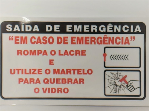 3 Adesivos Saída Emergência P/ Vans Micro Ônibus Passageiros