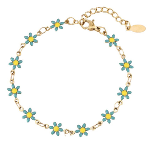 Pulsera De Dama Flores De  Oro 18k