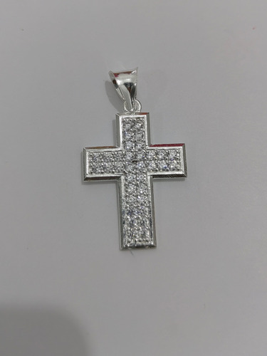 Dije Crucifijo De Plata 925 Ley Y Cristal Zirconia Blanca Gd