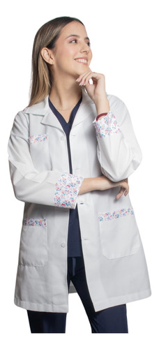 Bata Doctora Estampada Fanny Beniza Blanco Mariposas Blanco Med