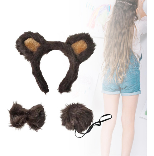 Conjunto De Diadema Con Orejas Y Cola De Animales, Lindo Oso