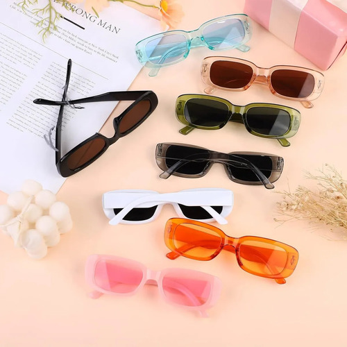 5 Piezas Gafas De Sol Rectangulares Estilo Vintage, Mayoreo Rectangular Varios Diferente Variado