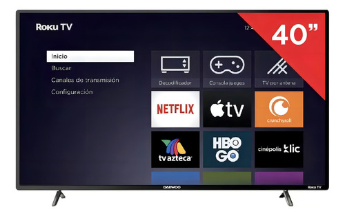 Smarttv Pantalla 40 Daewoo Hd Streaming Roku Tv Led Hdmi (Usado)