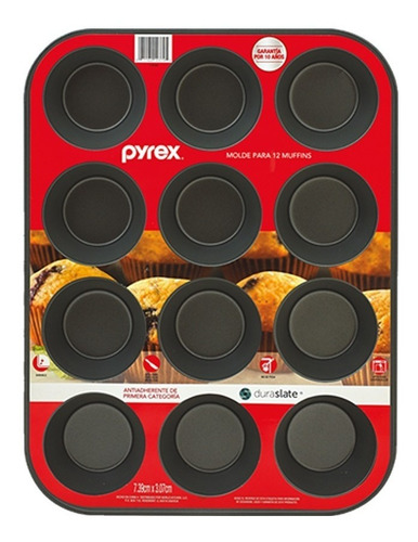 Molde Muffin X12 Bakers Secret Pyrex Teflon Cupcakes