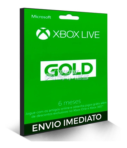 Cartão Xbox Live Gold 6 Meses - Xbox One 360 Brasil Br