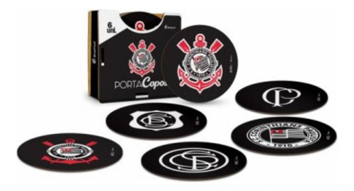 Porta-copo X 6u Coisaria Brasfoot Corinthians Preto Desenho Corinthians