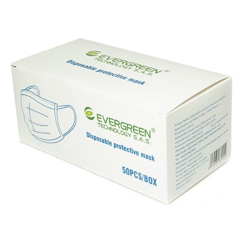 Imagen 5 de 5 de Tapabocas Evergreen 70459 3 Capas Color Azul Caja X50