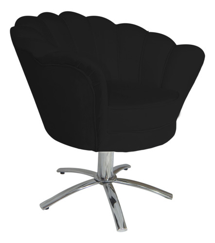 Poltrona Decor Pétala Base Giratória Metal Suede Preto