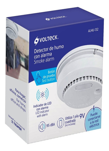 Sensor Detector De Humo Con Alarma Para Techo O Pared Volteck ALHU-132