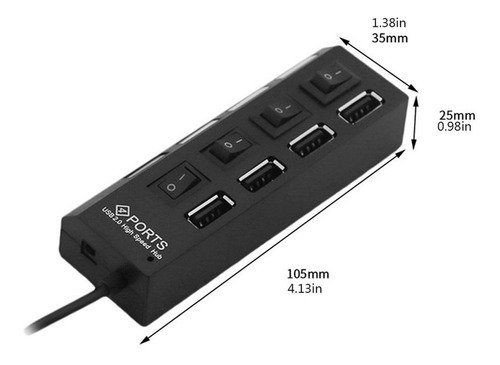 Comutador Independente Usb Hub 2.0 4 Portas Hub Um Para Quat
