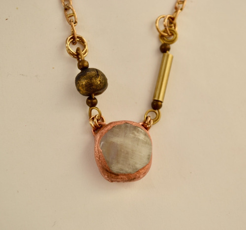 Imagen 2 de 8 de Collar Piedra De La Luna, Cadena De Bronce, Cod1