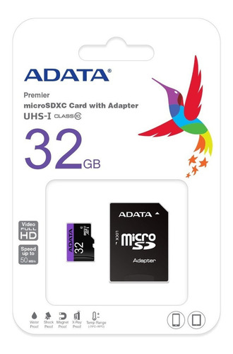 Tarjeta de memoria Adata AUSDH32GUICL10-RA1 Premier con adaptador SD 32GB