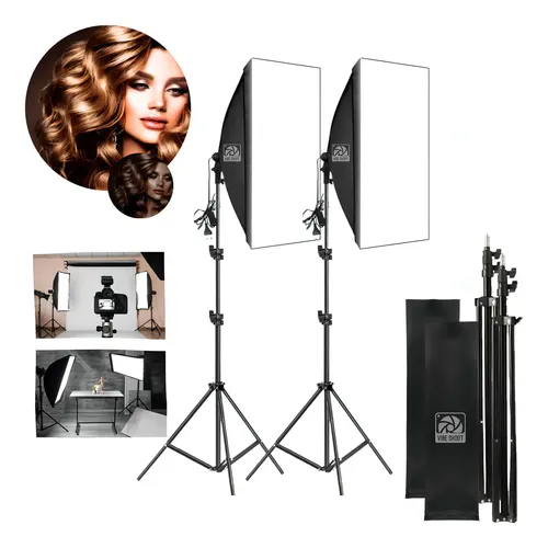 Kit Estúdio 2 Tripe Iluminação Softbox 70cm E27 Youtubers Vibe Sh...