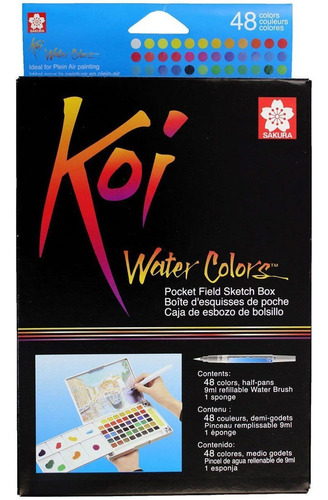 Set De Acuarelas Koi 48 Pastillas Con Pincel De Agua Color Multicolor
