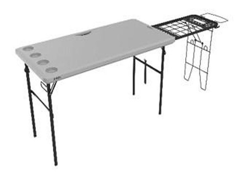 Mesa Plegable Lifetime 122 X 61 Cms Con Parrila Metal 280312 Color Blanco Almendra