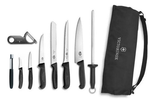 Cuchillos Con Funda Victorinox Para Cocina Chef Set 10 Pz Color Negro