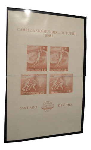 Chbl3 Chile Hoja Block Año 1962 Campeonato Mundial Futbol