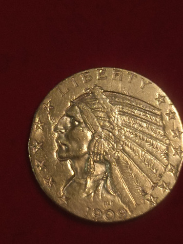 Moneda De Oro Media Aguila 5 Dólares 1909 Denver (Usado)