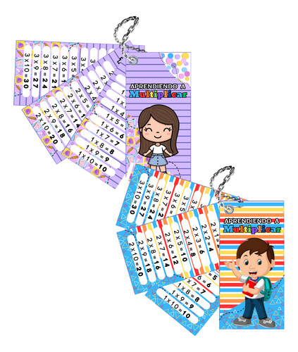 Llavero Tablas De Multiplicar Niña O Niño