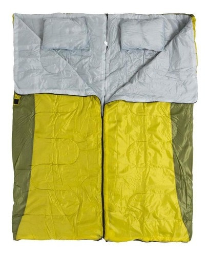 Saco De Dormir Casal Camping Moon Com Travesseiro Echolife Cor Amarelo Localização do zíper Esquerda/Direita