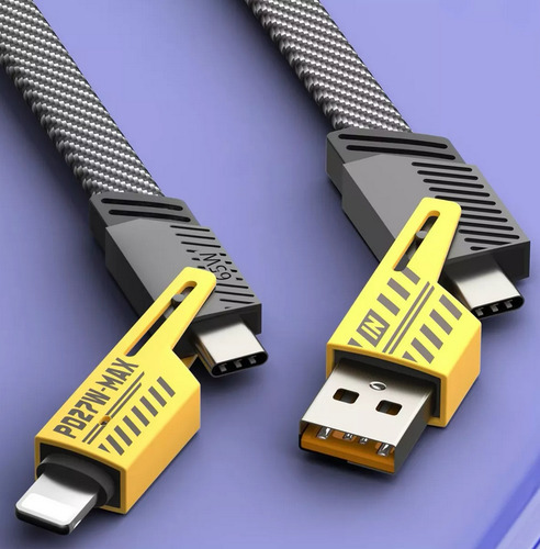 Cable USB Tipo C Para Iphone Android 65w Usb A Y C 4 en 1 tipo IP nylon carga rápida