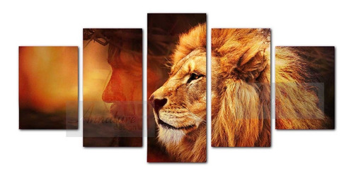 Quadro Decorativo Leão Judá E Jesus - Exclusivo